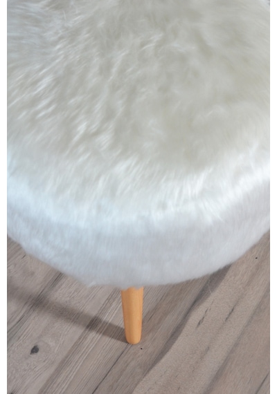Dolce Yuvarlak Silindir Puf Beyaz Peluş Beyaz