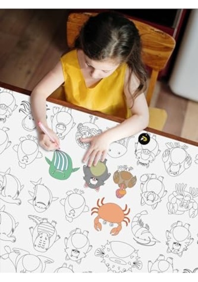 Hayvanlar Alemi Eğitici Dev Boyama Kağıdı Çocuklar Için Aktivite Boyama Rulosu 90x130cm Diğer