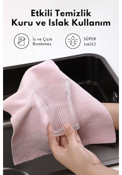 Çok Amaçlı Rulo Mikrofiber Temizlik Bezi 30x30 40 Yapraklı Pembe - Açık Gri 2x20 Li Paket Pembe - Gri