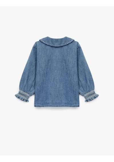Koton Bebe Yaka Denim İndigo Kız Bebek Gömlek 6wmg80006ad İndigo