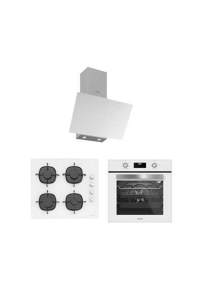 Silverline BO6502W02 - CS5700E6W01 - 3481 FLAM Beyaz Cam Ankastre Set