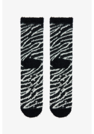 Penti Beyaz Zebra Desenli Ev Soket Çorabı