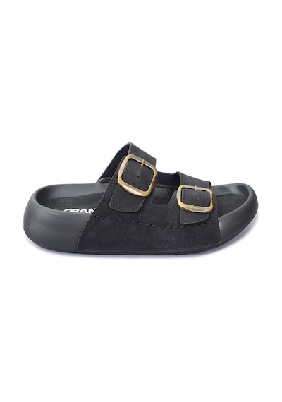 Qramed Orthopedix Çift Bantlı Tokalı Unisex Spor Terlik Qr25100 Siyah