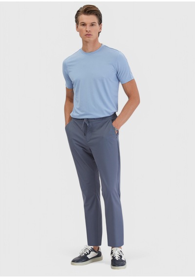 Ramsey Mavi Düz Dokuma Jogging Fit Casual Pantolon