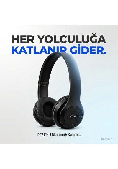Kablosuz Bluetooth Kulak Üstü Kulaklık - Fm Radyo Özellikli, Hafif