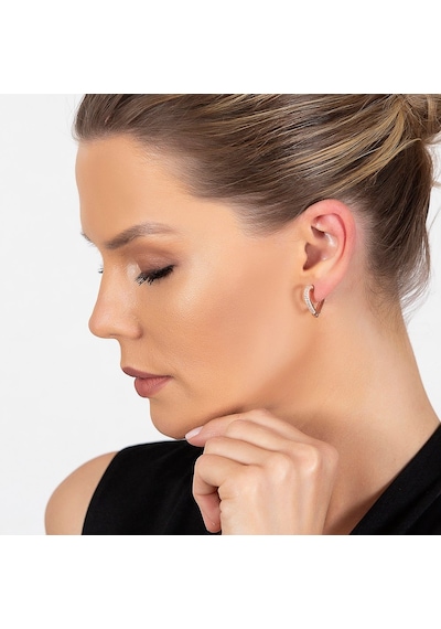 Gümüşhediyeal Starlight Diamond Zirkon Taşlı Kalp Tasarım Rose Renk 925 Ayar Gü