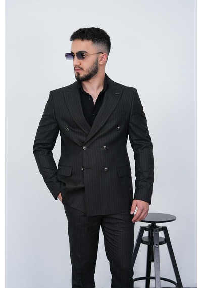 Dupont Classics Dupont Slim Fit Sivri Yaka 6 Drop Çift Yırtmaç Çizgili Viskon Kruvaze Erkek Takım Elbise Siyah Dupont Classics Dupont Slim Fit Sivri Yaka 6 Drop Çift Yırtmaç Çizgili Viskon Kruvaze Erkek Takım Elbise Siyah