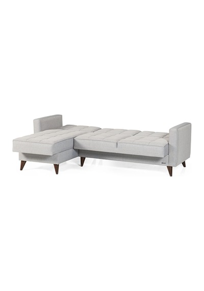 Vipa Orlando Mini Puflu Köşe Koltuk Takımı, R+2+p Oturma Odası Ve Salon İçin, Gri