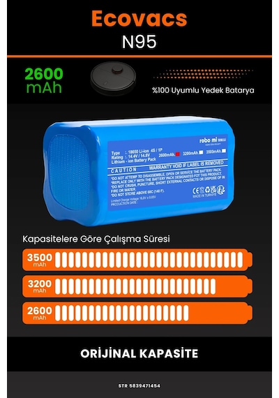 Ecovacs Deboot N95 2600mah Robot Süpürge Bataryası