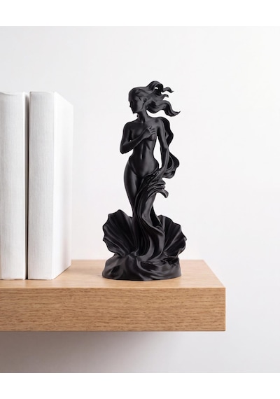 Venüs Heykeli Afrodit Mitolojik Biblo Modern Tasarım Mat Siyah 15 Cm Masa & Kitaplık Süsü Sanatseverlere Ev Hediyesi 15cm