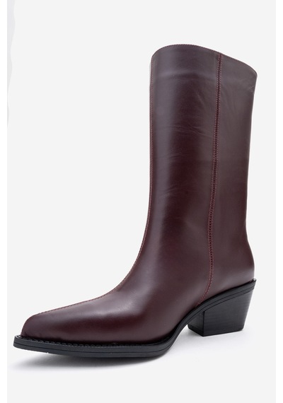 Luvishoes Luvi Shoes Juana Bordo Cilt Hakiki Deri Sivri Burunlu Kadın Çizme Bordo