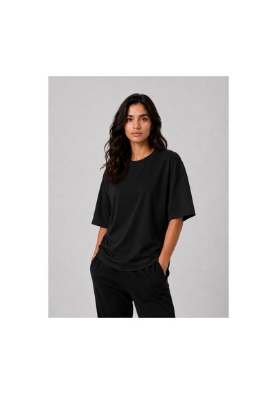 Parshey Oversize Premium Tişört 20/1 Kalın Kumaş, Unisex Street Fit Siyah