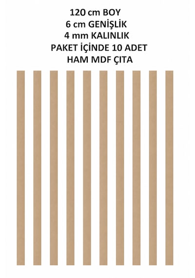 Yeni Ham Mdf İskandinav Çıta 4 Mm Kalınlık X 120 Cm Uzunluk X 6 Cm Genişlik 10 Adet 1