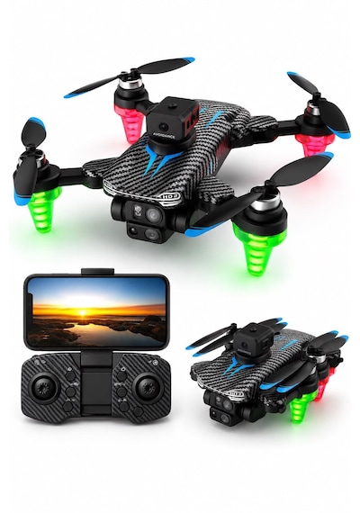 C19s Akıllı Drone Göz Alıcı Led Işıklı Yörünge Uçuş Wifi Cam Telefondan Kontrol Elektirikli Kamera 90 Derece Kamera Ayarı Sabit Uçuş