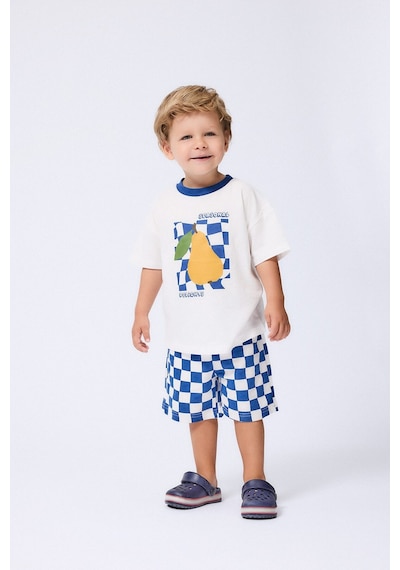 Defacto Regular Fit Beli Bağcıklı Dama Desenli Kalın Kumaş Şort Erkek Bebek I6212a526hsın176 İndigo-ın176