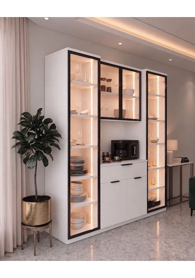 Misterium Dream Premium Ultra Kahve Istasyonu - Kahve Köşesi Ve Mutfak Ünitesi - Beyaz Füme Temperli Camlı Led Modül Misterium Dream Premium Ultra Kahve Istasyonu - Kahve Köşesi Ve Mutfak Ünitesi - Beyaz Füme Temperli Camlı Led Modül