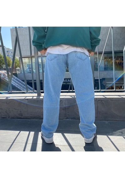 Buz Mavisi Baggy Df Erkek Jean Pantolon Mavi