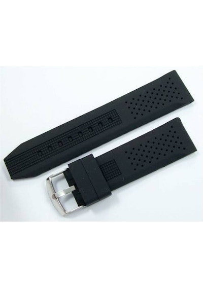 Lacost Model Silikon Saat Kordonu Siyah 18Mm Slikon Kordon Kolçak