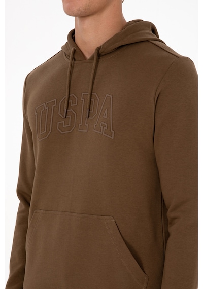 U.S. Polo Assn. Erkek Regular Fit Kapüşonlu Haki Basic Sweatshirt 50315663-VR027