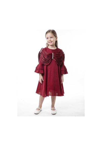 Xo Kids Kız Çocuk Elbise 3-10 Yaş 989 Bordo