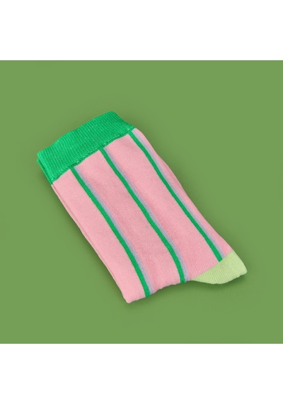 Soft Çizgili Çorap - Pembe Çok Renkli