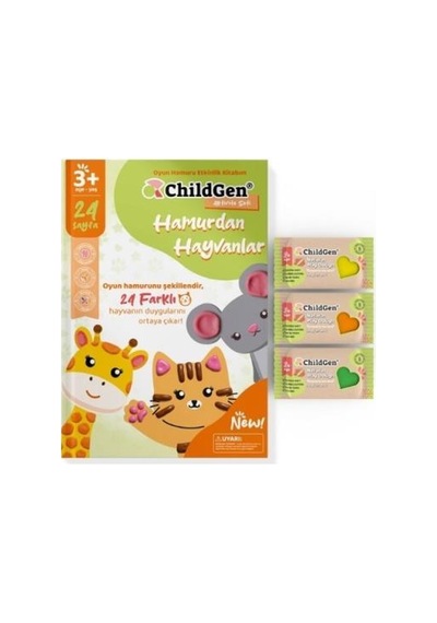 Childgen Hamurdan Hayvanlar Oyun Hamuru Aktivite Dergisi Ve 3x50 Gr Doğal Oyun Hamuru Beyaz