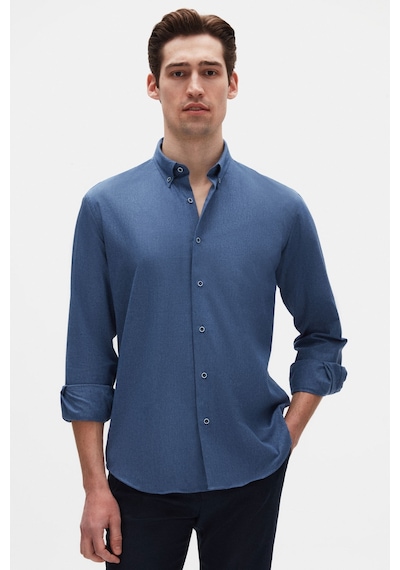 D'S Damat Ds Damat Regular Fit İndigo Düz Kışlık Flanel Gömlek 7hc02ort13265 İndigo
