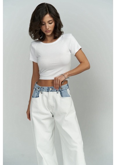 Mai Collection Mai Studios Co. Perla Vatkalı Beyaz Crop Bluz