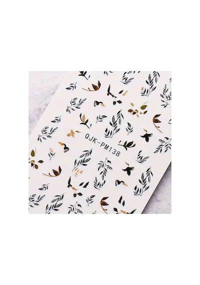 Nailist Floral Çiçekli Seri - Altın Yaldızlı Yapışkan Tırnak Sticker Nail Art Tırnak Dövmesi 44906473