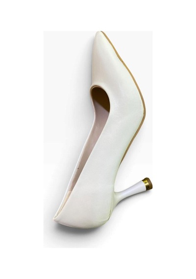 Ayem Kadın İnce Metal Detaylı Topuklu Stiletto Beyaz - 940730570 Beyaz