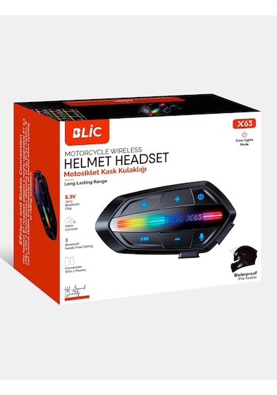 X63 Motosiklet Kask Kulaklık Intercom Işıklı Motorsiklet Int Tdrtr