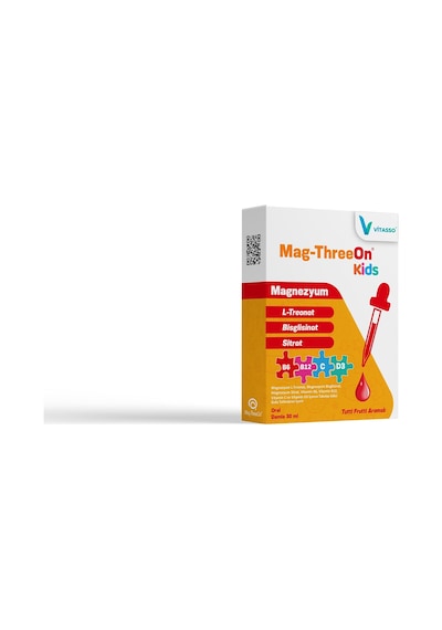 Mag-threeon Kids, Magnezyum Damla, L-treonat, Bisglisinat, Sitrat, Vitamin B6, B12, C, D3, 30 Ml