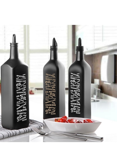 Selka Home - Marasca Baskılı Yazılı Yağdanlık 500 Ml Gold