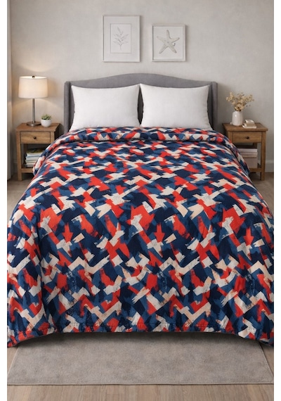 King Size Desenli Pike Yatak Örtüsü Çift Kişilik 240x260 Cm Çok Renkli