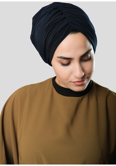 Hürrem Bone Lacivert Drapeli Salaş Tesettür Bone Sandy Büzgülü 2315 02 Lacivert