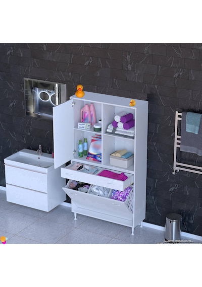 Eliusta Liora Beyaz Çok Amaçlı Banyo Dolabı 100 Cm Genişliğe Sahip 100x171x32,5 Cm Üç Sepetli 2 Raflı Dolap Beyaz Eliusta Liora Beyaz Çok Amaçlı Banyo Dolabı 100 Cm Genişliğe Sahip 100x171x32,5 Cm Üç Sepetli 2 Raflı Dolap Beyaz