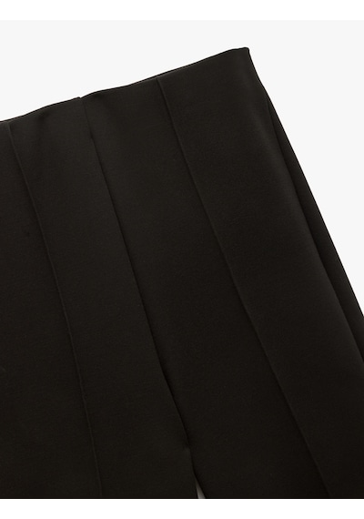 Koton Slim Fit Nervürlü İspanyol Paça Pantolon Siyah 5sak40102ek Siyah