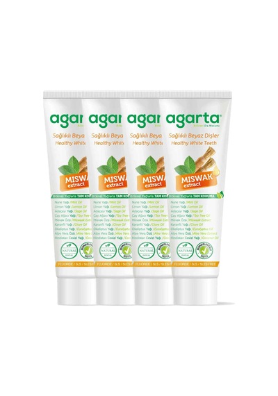 Doğal Misvak Özlü Florürsüz Beyazlatıcı Diş Macunu 100 Ml/130 Gr 4 Paket