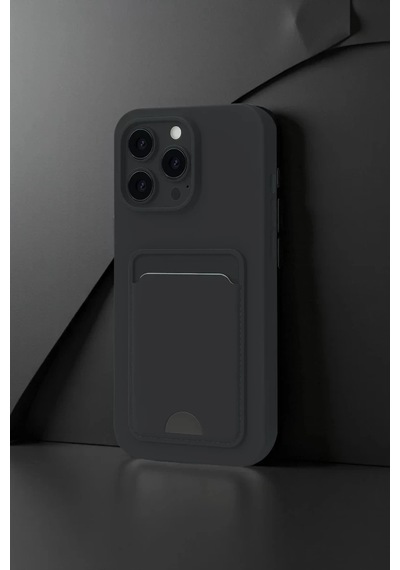 Apple İphone 16 Pro Uyumlu Kılıf Kelvin Kartvizitli Silikon - Siyah