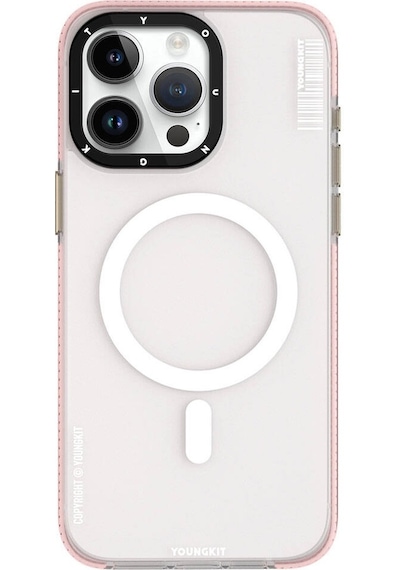 Apple Uyumlu iPhone 15 Pro Kılıf Magsafe Şarj Özellikli Youngkit Jiansha Serisi Kapak Pembe