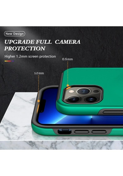 Newface Apple iPhone Uyumlu 13 Pro Max Kılıf Elit Yüzüklü Kapak Semeglbl - 30 - Yeşil
