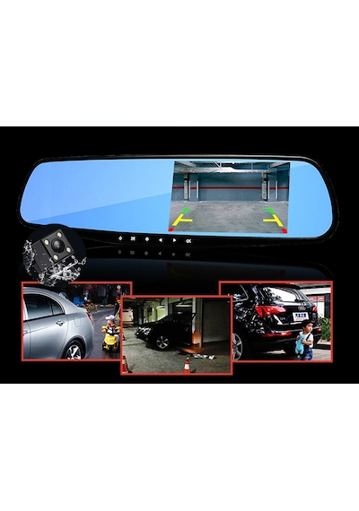 Kıngwın Kameralı Dikiz Aynası 4.3 Inc Yol Kayıt + Geri Park Kamera
