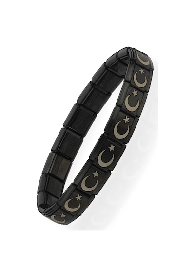 Ay Yıldız Türk Bayrağı İtalyan Charm Unisex Çelik Bileklik Scb55 Siyah