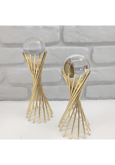 Gold Kaplama Metal 2'li Set Salon Burgu Kristal Cam Toplu Dekor 1 Takım