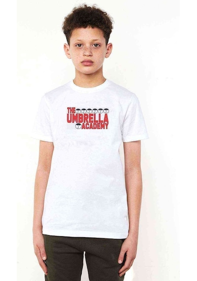 Tshirthane The Umbrella Academy Logo&Yazi Baskılı Unisex Çocuk Beyaz T-Shir