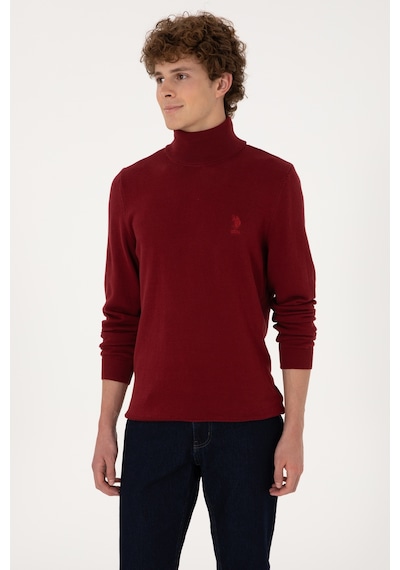 U.S. Polo Assn. Erkek Slim Fit Boğazlı Yaka Boğazlı Basic Kazak 50288884-VR014