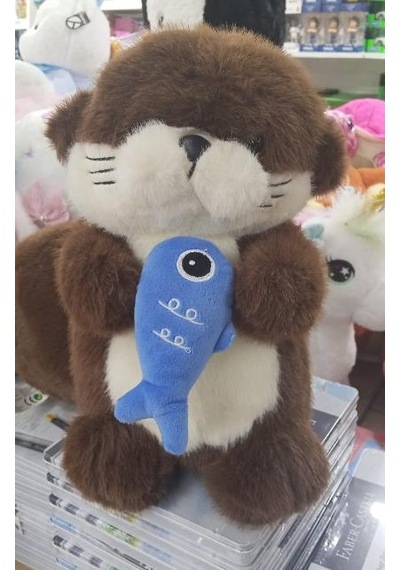 Peluş Kahve Uyku Arkadaşı Balık Tutan Susamuru Su Samuru Peluş 35 Cm Pelüş