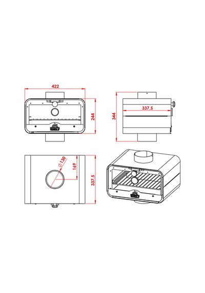 Baca Fırını / Uyumlu Boru Çapı: 13 Cm / Mat Siyah Boyalı / Baba's Stove