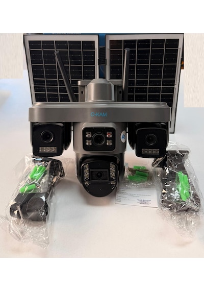 O-kam Ok335 12mp 4 Kameralı 4g Çift Solar Panel Aov Gece Görüş Sesli Konuşma Çakar Led