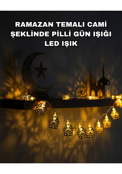 Mey İthalat Pilli Ramazan Ve Bayram Led Işık Zinciri Cami Temalı Dekoratif